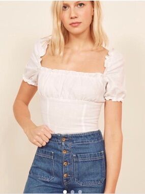 Reformation Linen White Blouse